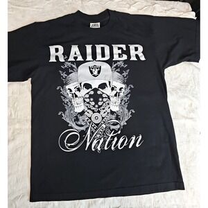 Pro Player Raider Nation Skull Graphic Tee Men's L Black NFL Raiders
